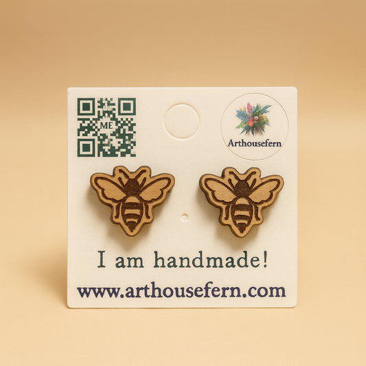 Bee medium studs 13x10mm 925 silver back