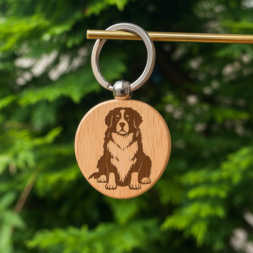 Custom dog breed wooden keychain 38x38mm