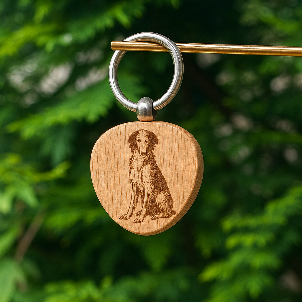 Custom dog breed wooden keychain 38x38mm