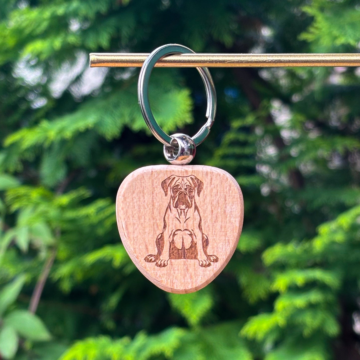 Custom dog breed wooden keychain 38x38mm