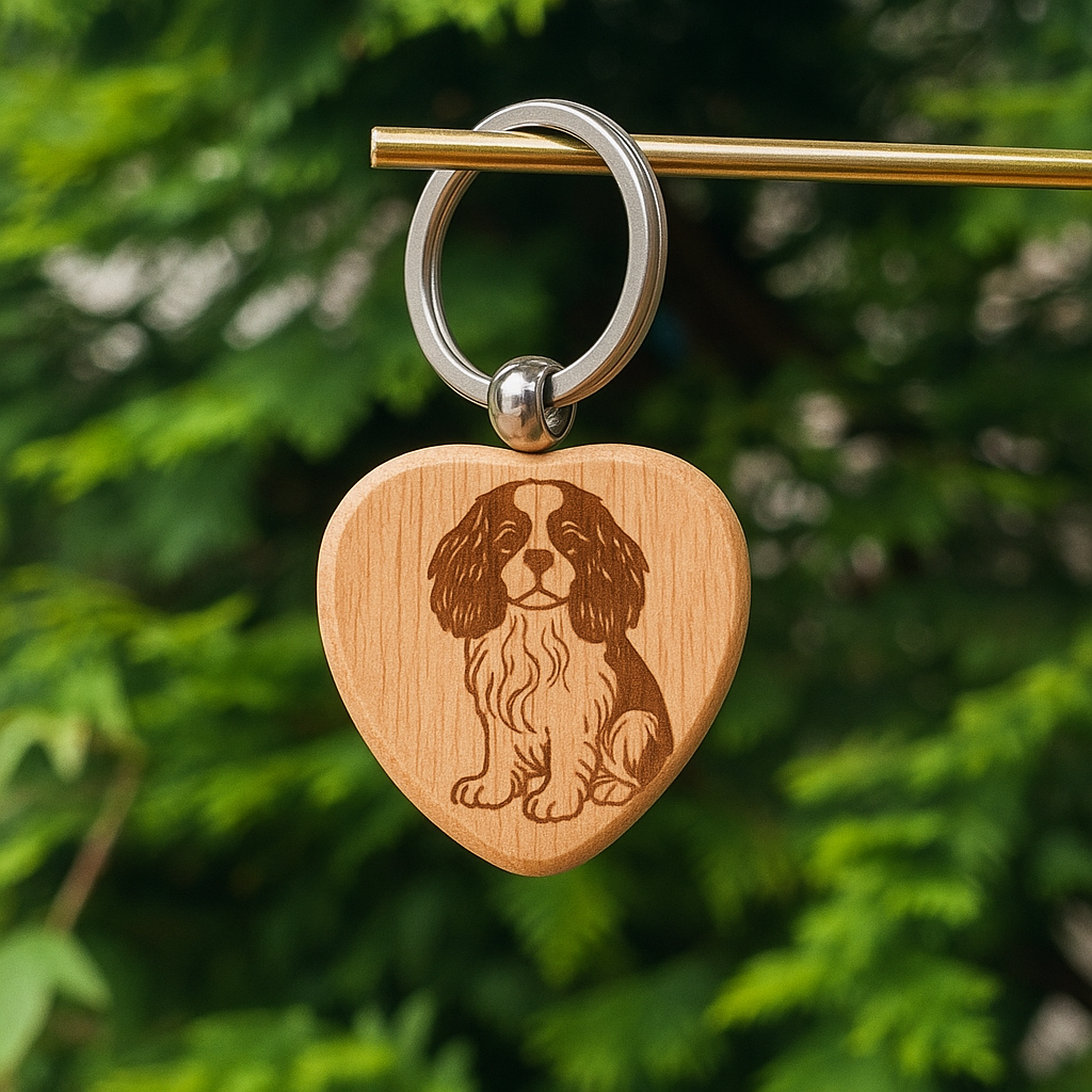 Custom dog breed wooden keychain 38x38mm