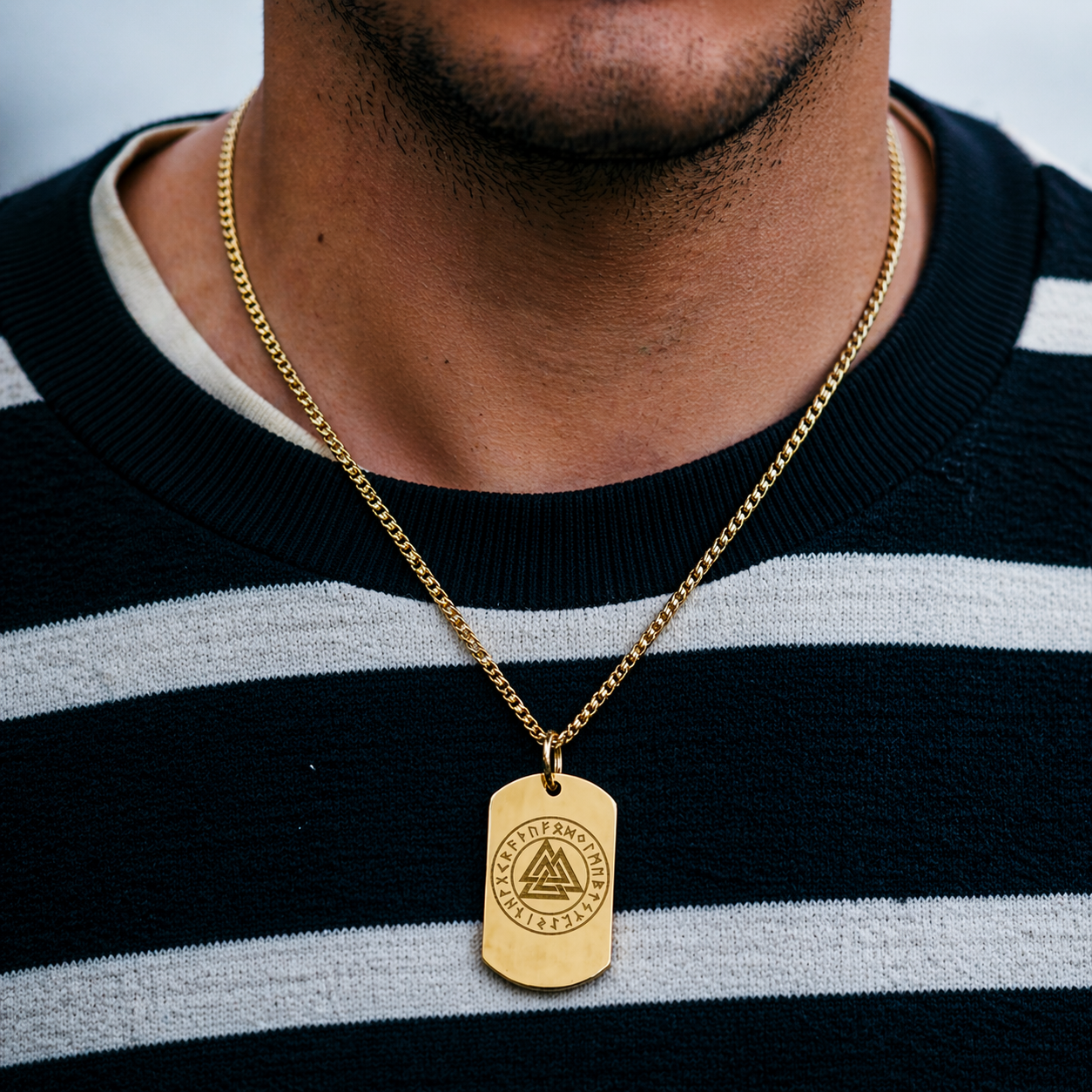 Valknut - slain warrior soldier tag necklace - Stainless steel