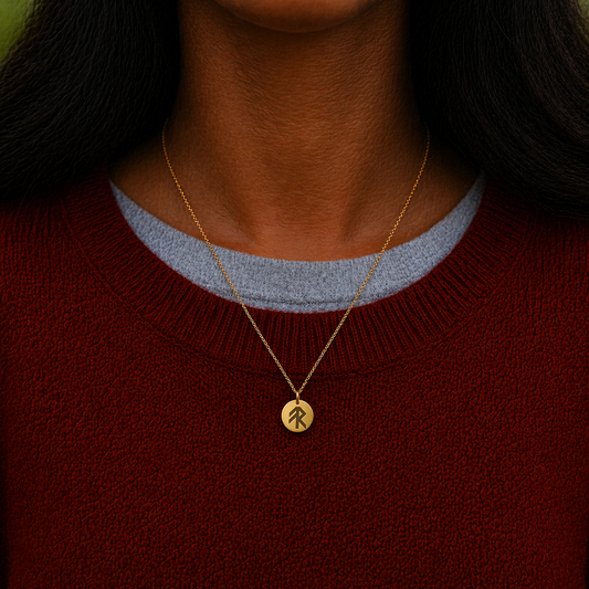Single rune- Energy 14mm round on 45cm rope chain Stainless steel