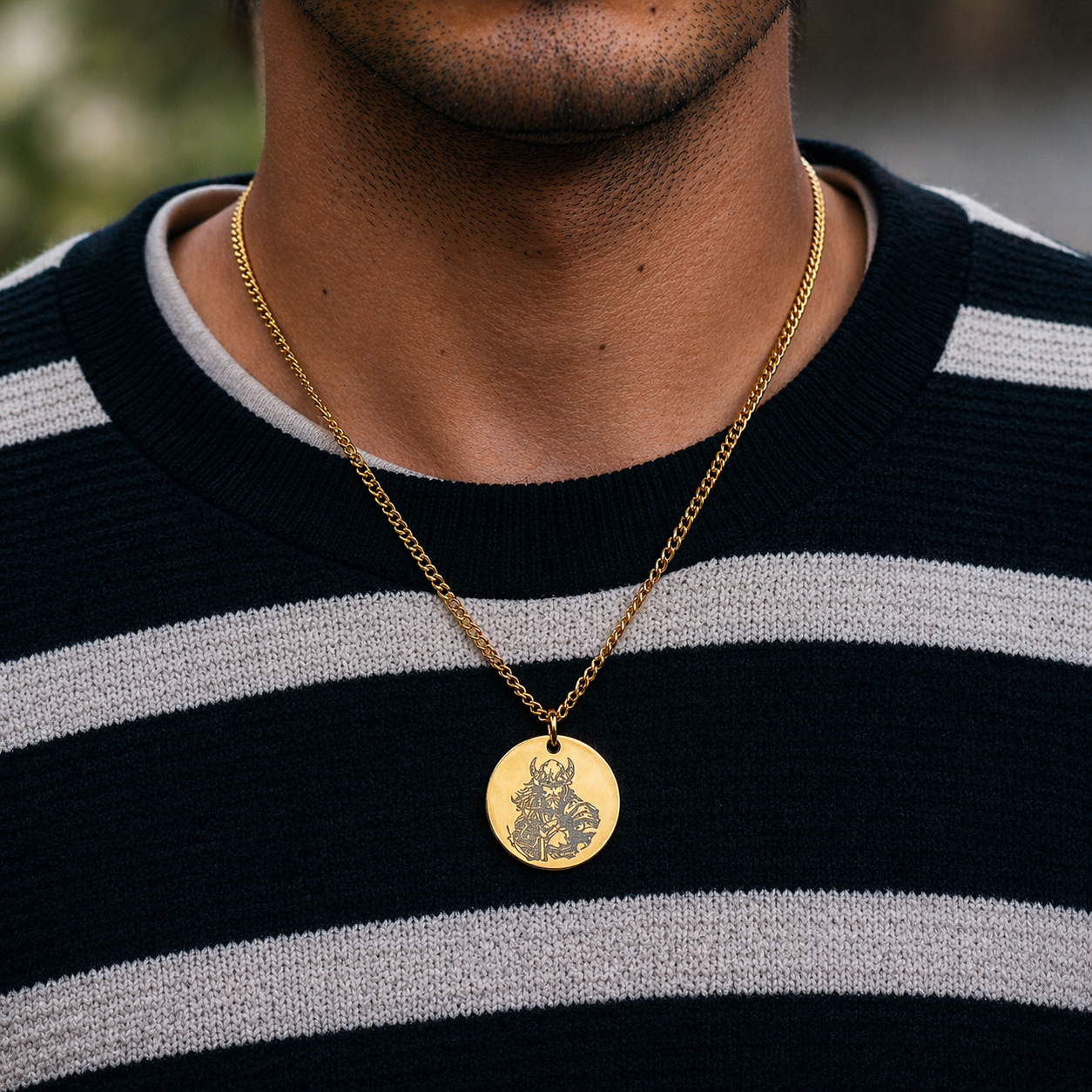 Thor necklace on 25mm round - Stainless steel