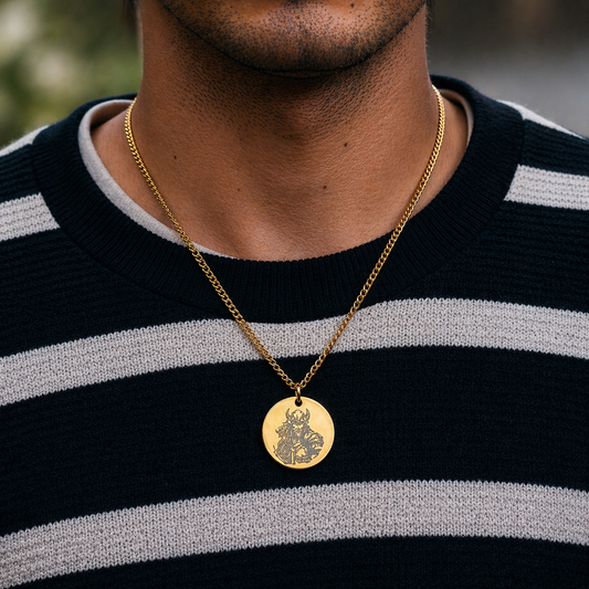 Thor necklace on 25mm round - Stainless steel