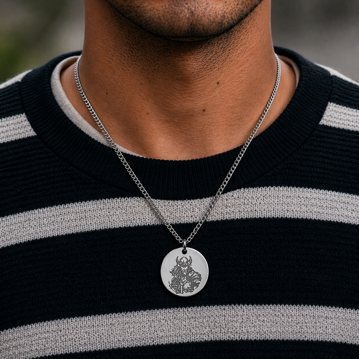 Thor necklace on 25mm round - Stainless steel