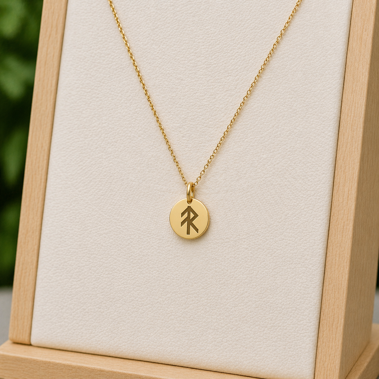 Single rune- Energy 14mm round on 45cm rope chain Stainless steel