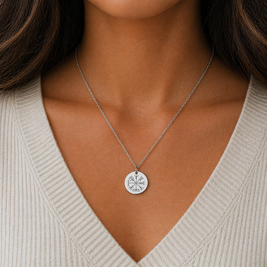 Vegvisir- Viking compass 19mm round necklace - Stainless steel