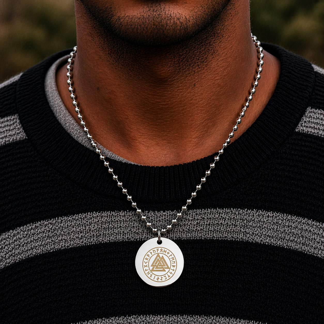 Valknut - slain warrior necklace large - Stainless steel