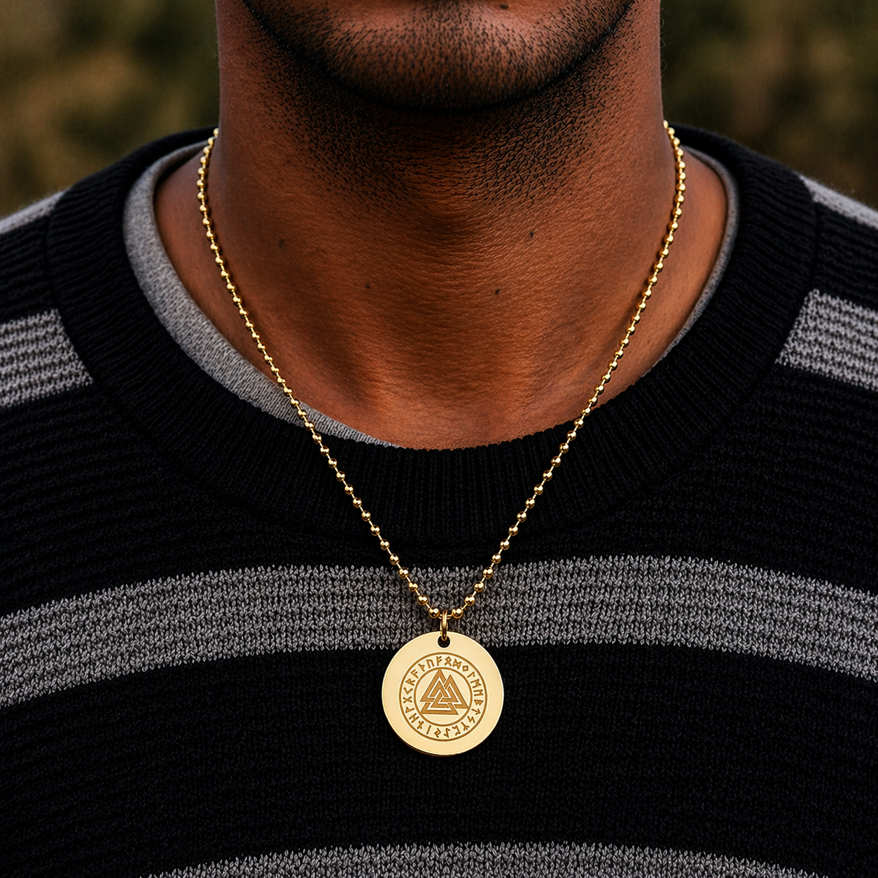 Valknut - slain warrior necklace large - Stainless steel