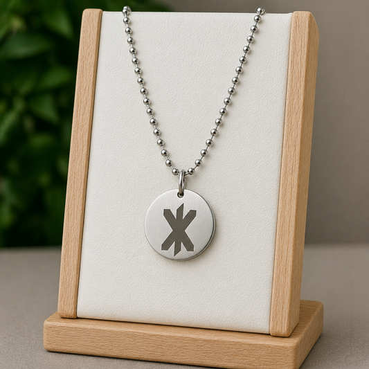 Single rune- Strength 25mm round on 50cm thick chain Stainless steel