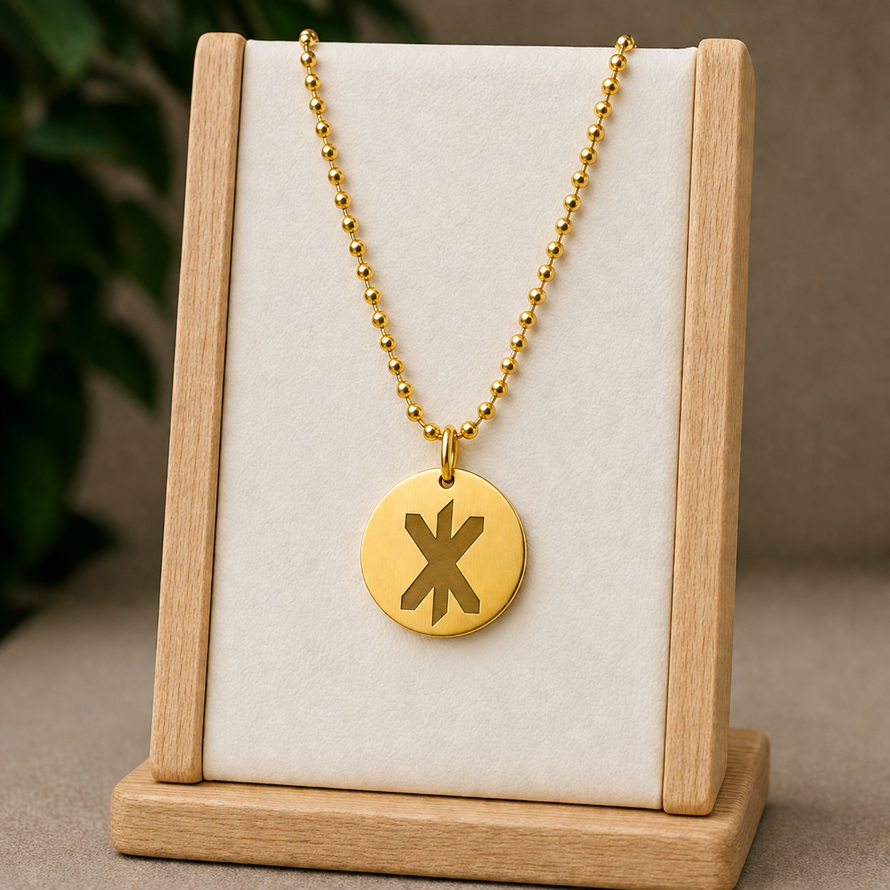 Single rune- Strength 25mm round on 50cm thick chain Stainless steel