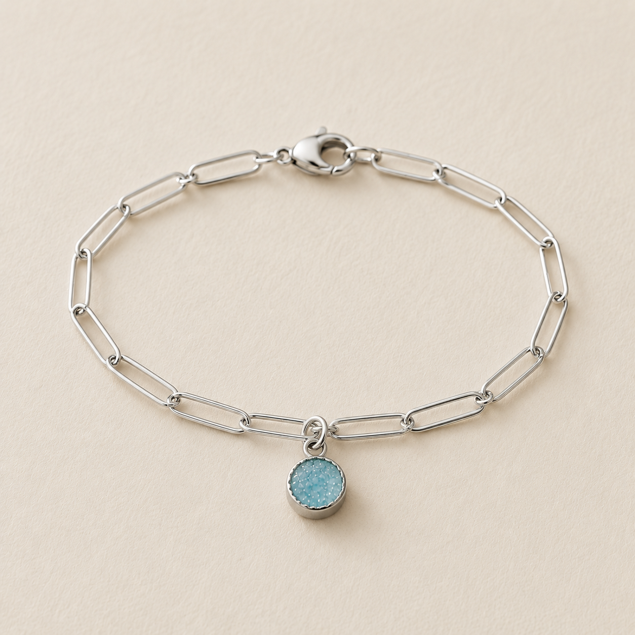 Süßwasserperle Minzpapierklammer Gold Edelstahl Armband