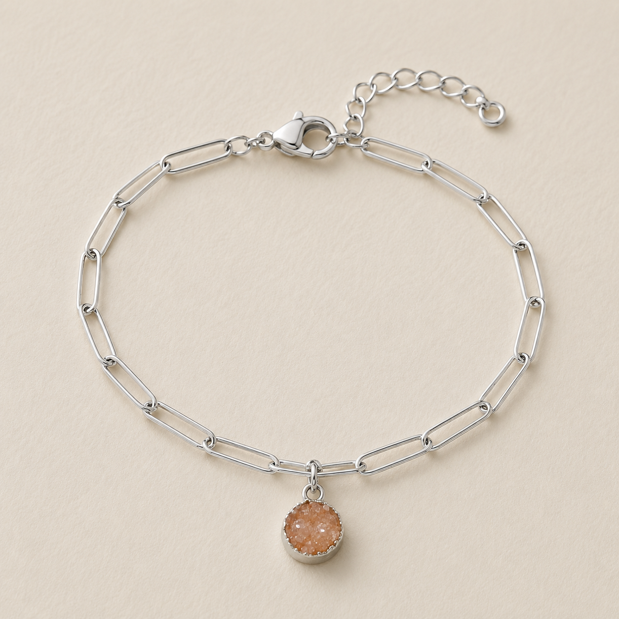 Süßwasserperle Minzpapierklammer Gold Edelstahl Armband
