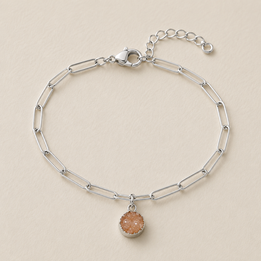 Süßwasserperle Minzpapierklammer Gold Edelstahl Armband