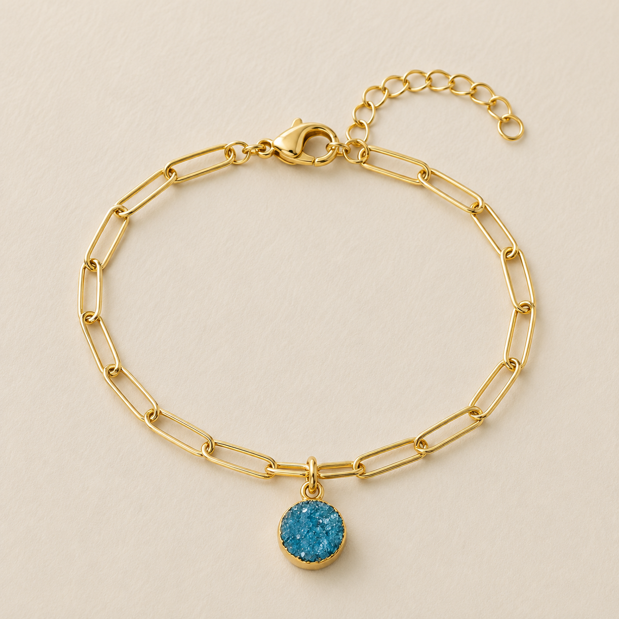 Süßwasserperle Minzpapierklammer Gold Edelstahl Armband