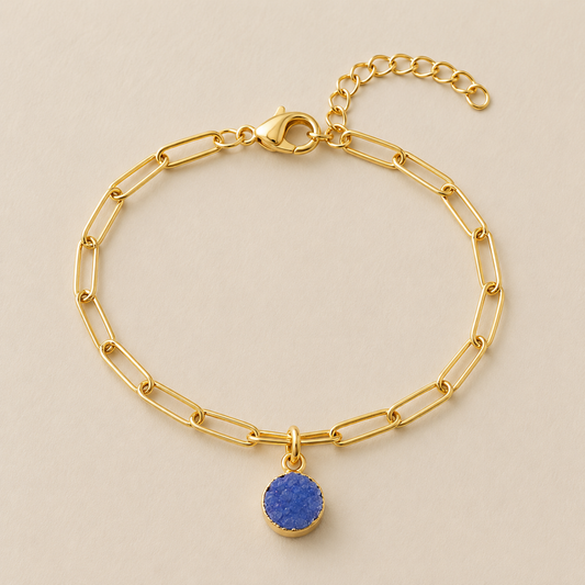 Süßwasserperle Minzpapierklammer Gold Edelstahl Armband