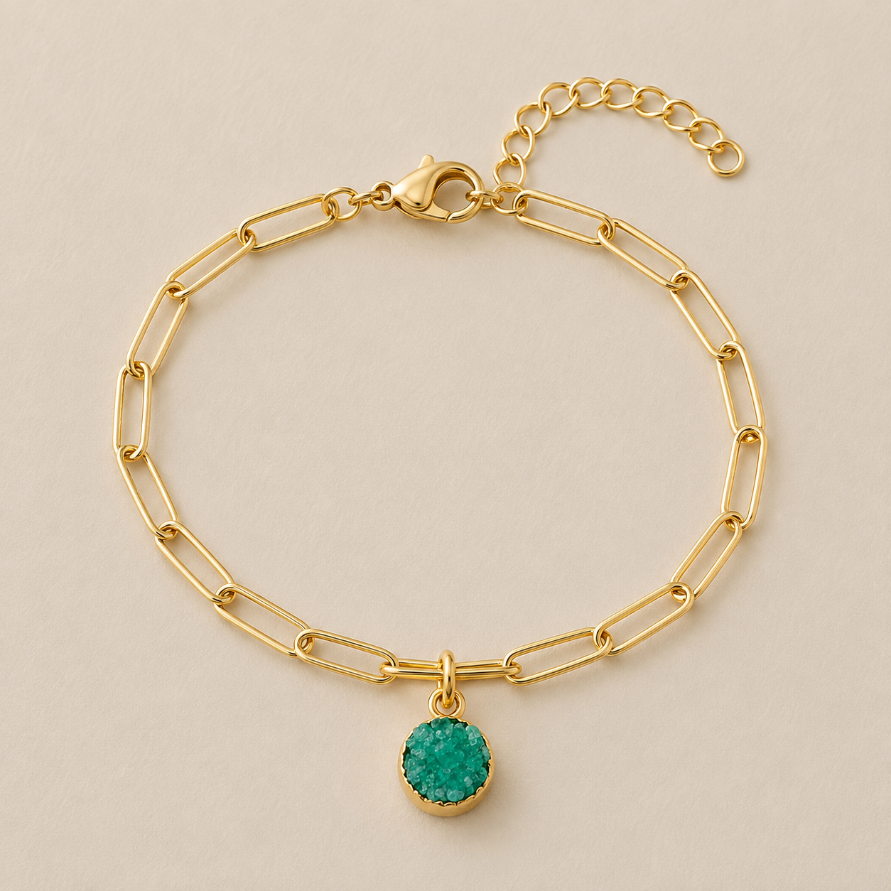 Süßwasserperle Minzpapierklammer Gold Edelstahl Armband