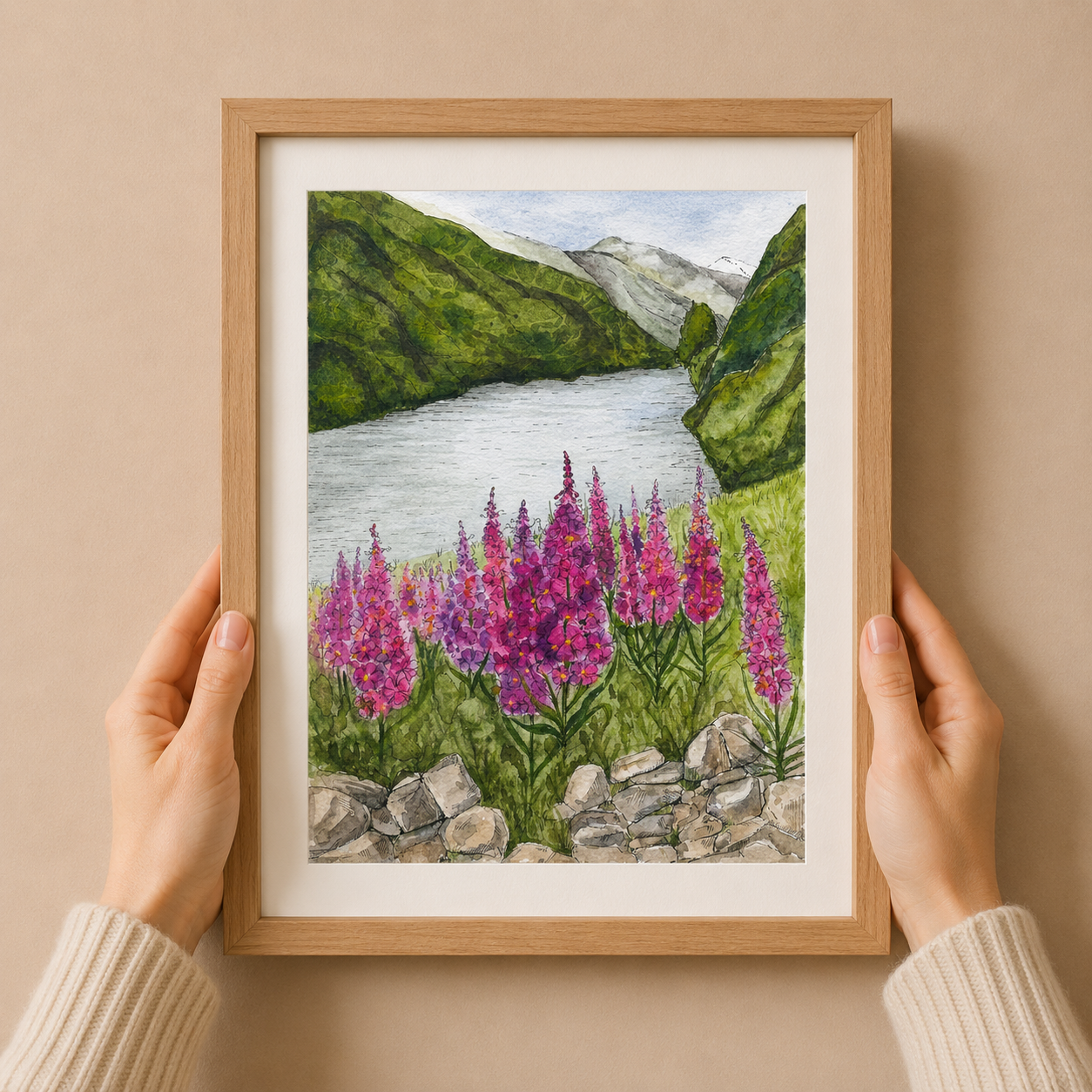 A4 Poster Scenery-Flam river and Fireweeds
