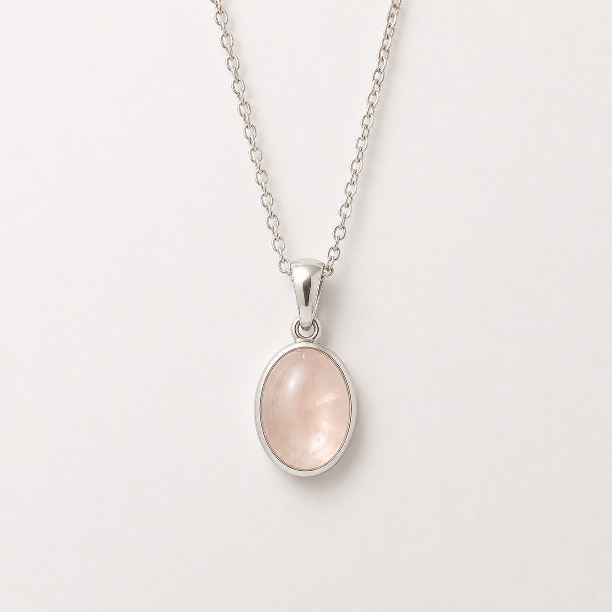Stone 14x10mm 925 silver bezel on 925 silver chain assorted