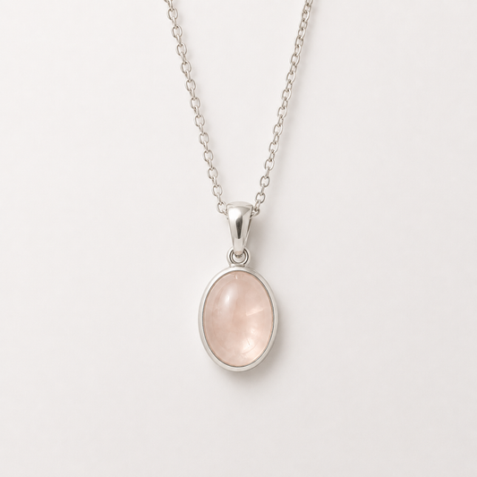Stone 14x10mm 925 silver bezel on 925 silver chain assorted