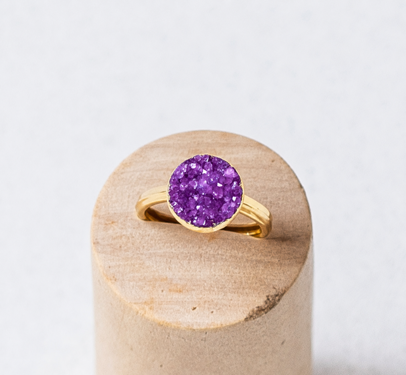 Agate druzy 8mm stone brass plated assorted