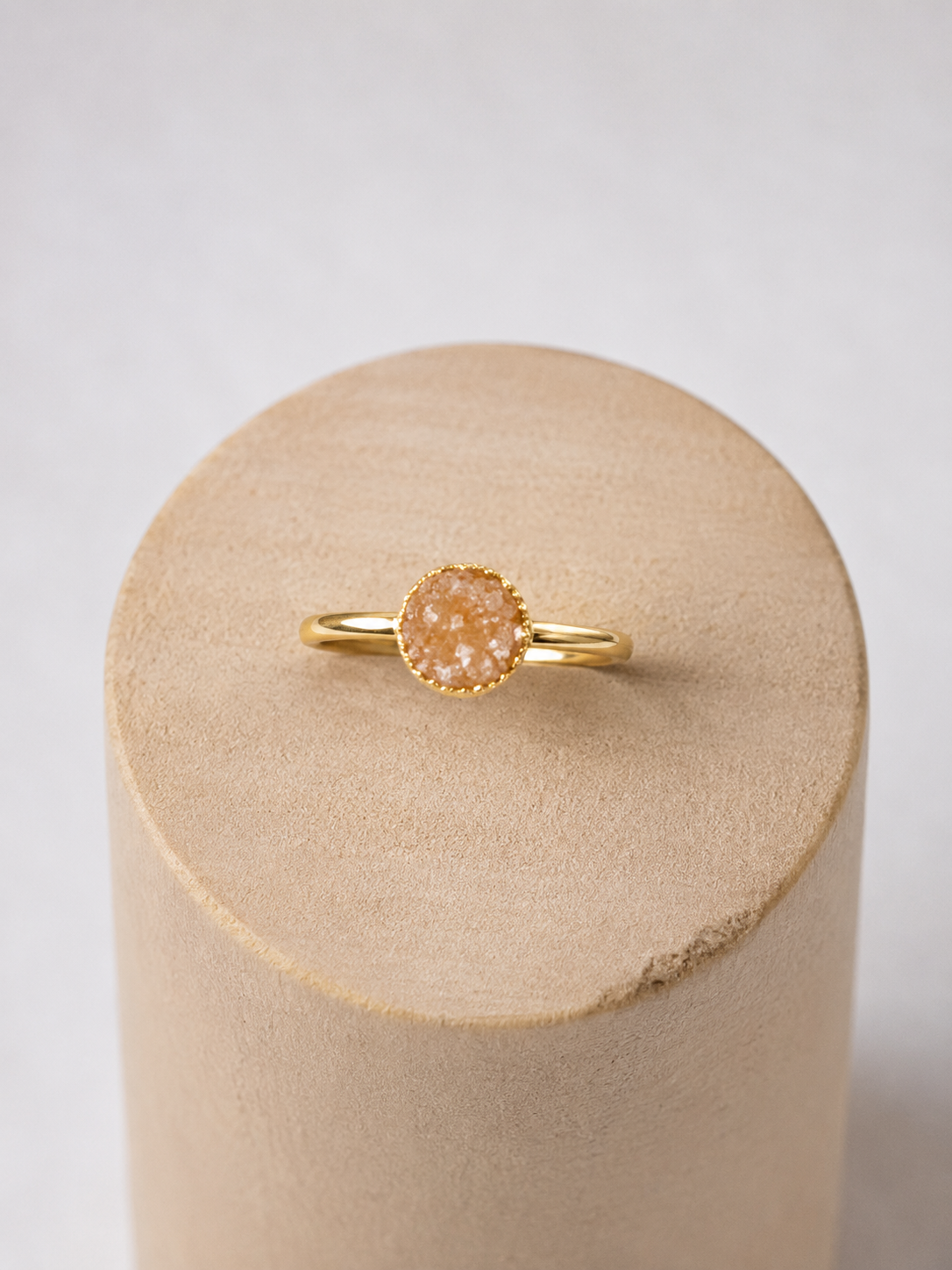 Agate druzy ring 8mm stone brass plated assorted