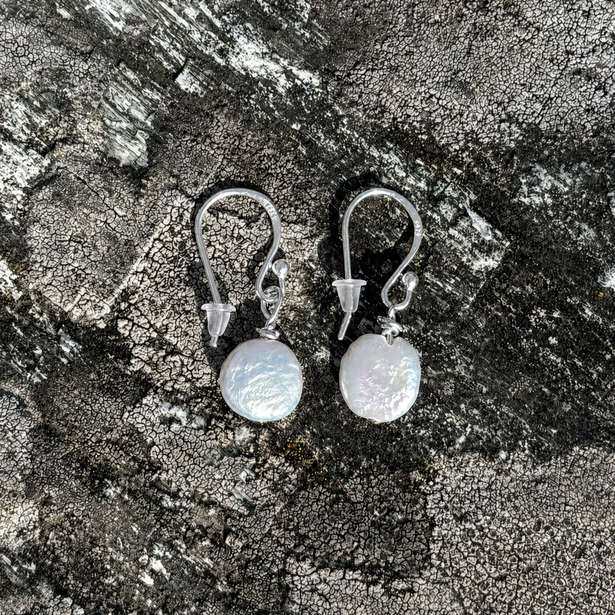 Fresh water pearl mint earrings 925 Silver