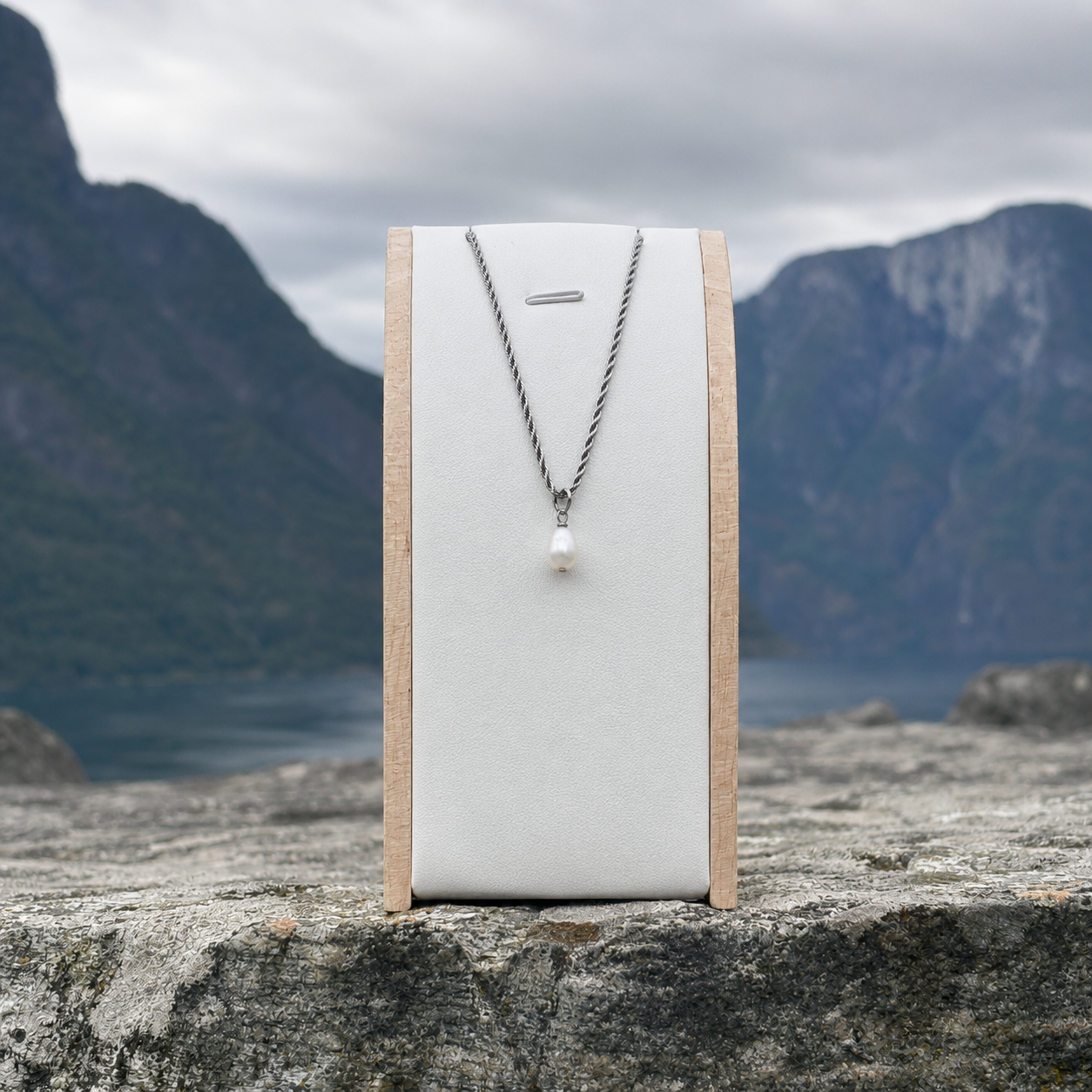 Freshwater pearl drop necklace- Stainless steel rope chain