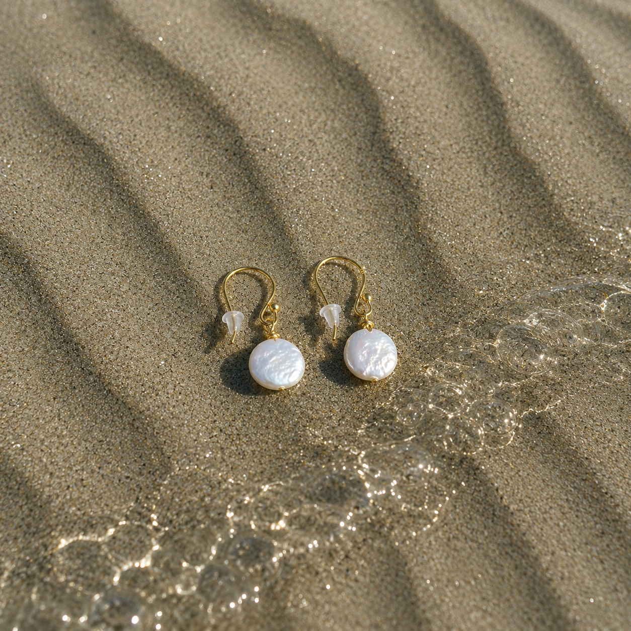 Fresh water pearl mint earrings 925 Silver Gold filled