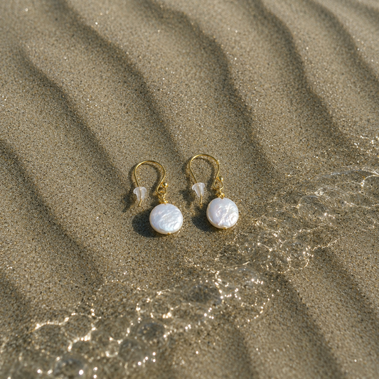 Fresh water pearl mint earrings 925 Silver Gold filled