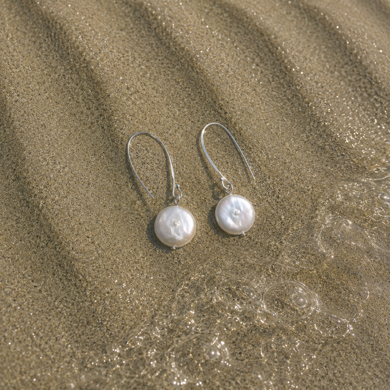 Fresh water pearls mint earrings 925 Silver french wires