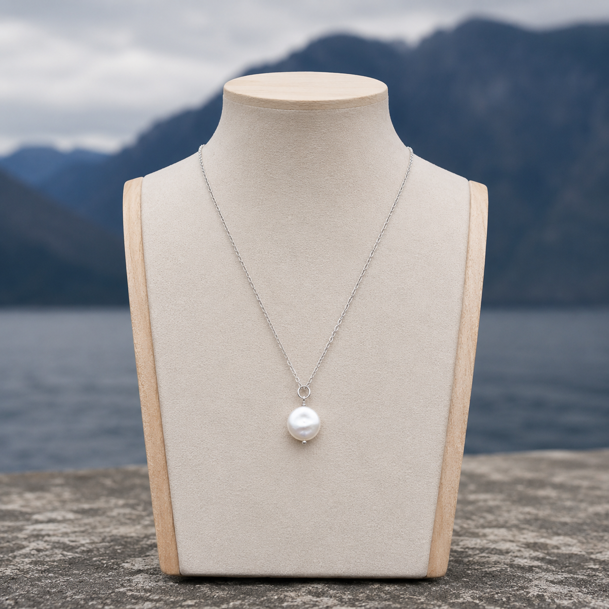 Freshwater pearl mint necklace- 925 Silver