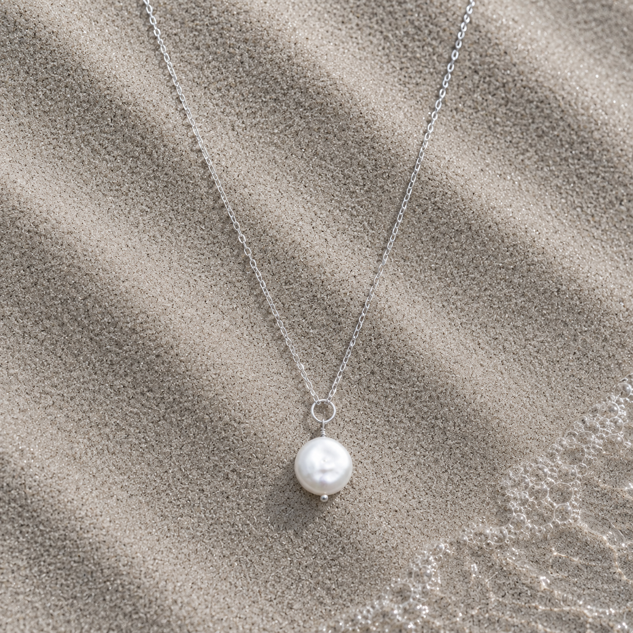 Freshwater pearl mint necklace- 925 Silver