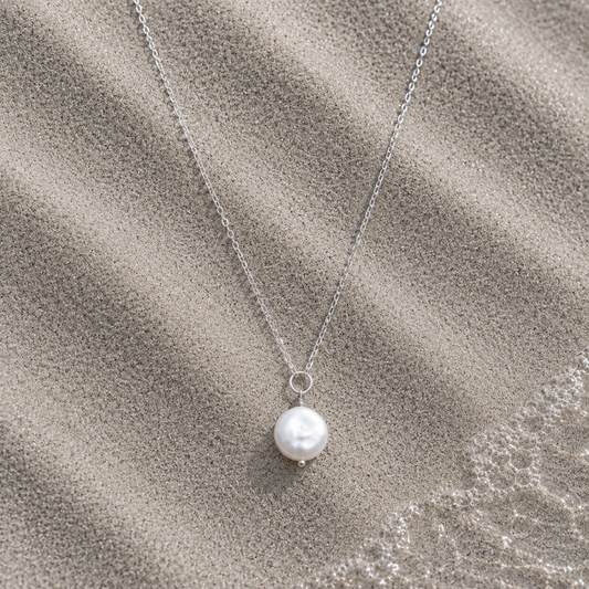 Freshwater pearl mint necklace- 925 Silver
