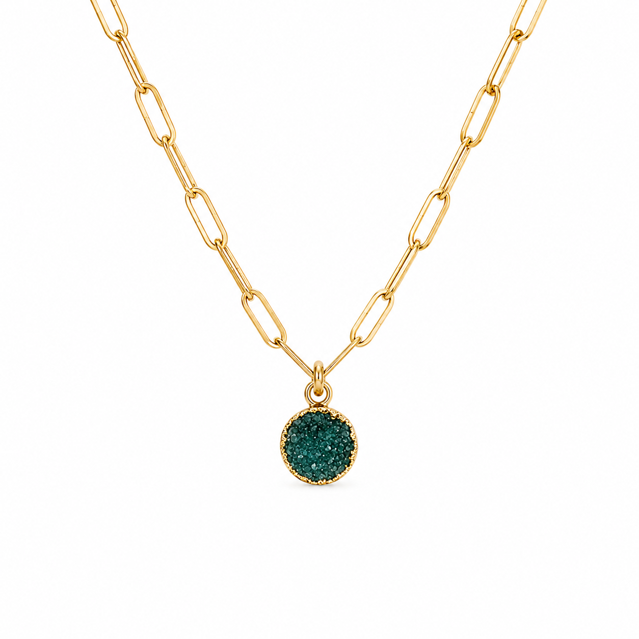 Agate druzy 10mm on a Gold Stainless steel paper clip chain assorted