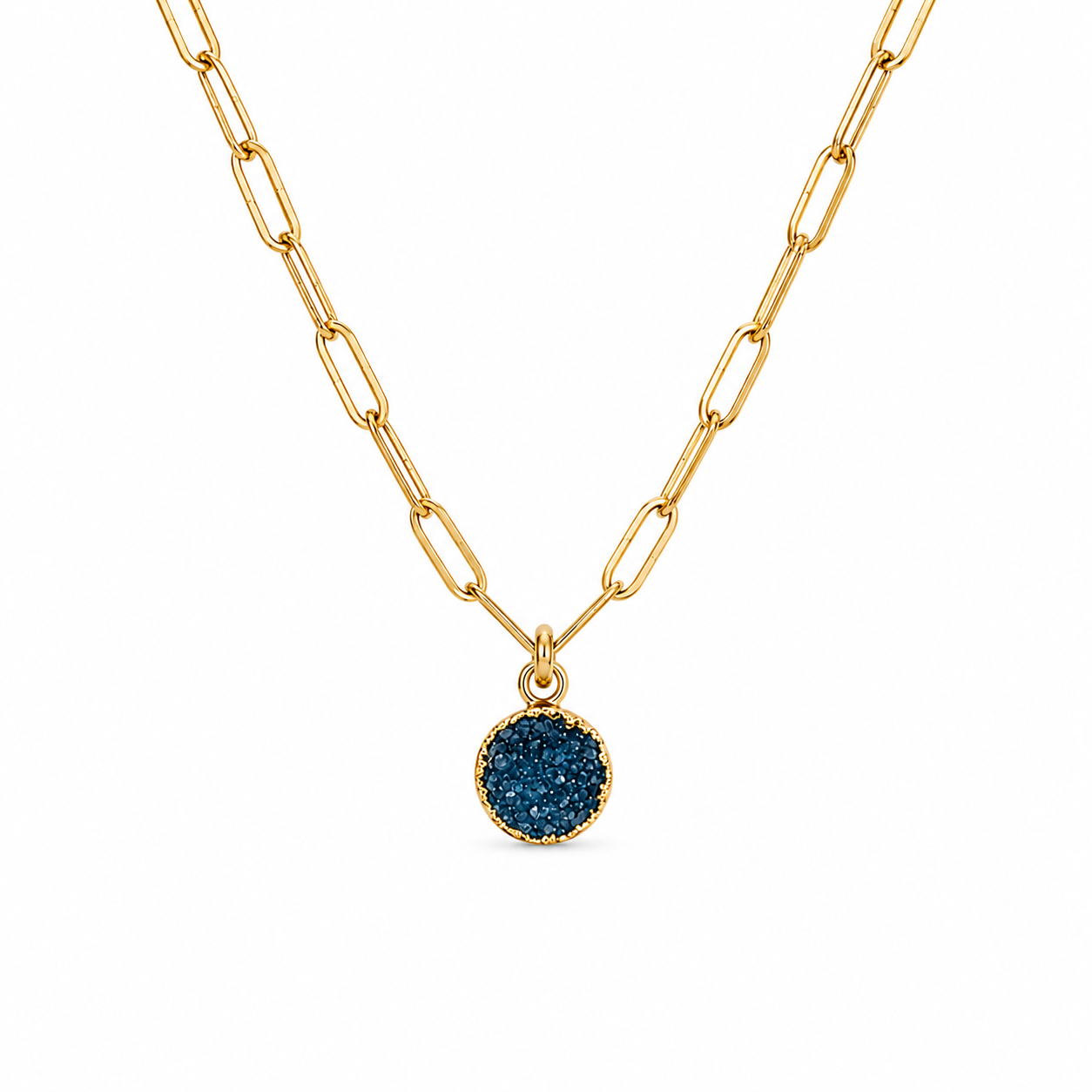 Agate druzy 10mm on a Gold Stainless steel paper clip chain assorted