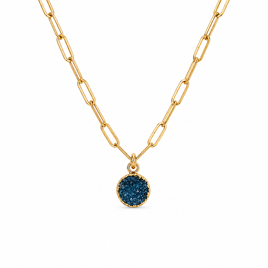 Agate druzy 10mm on a Gold Stainless steel paper clip chain assorted