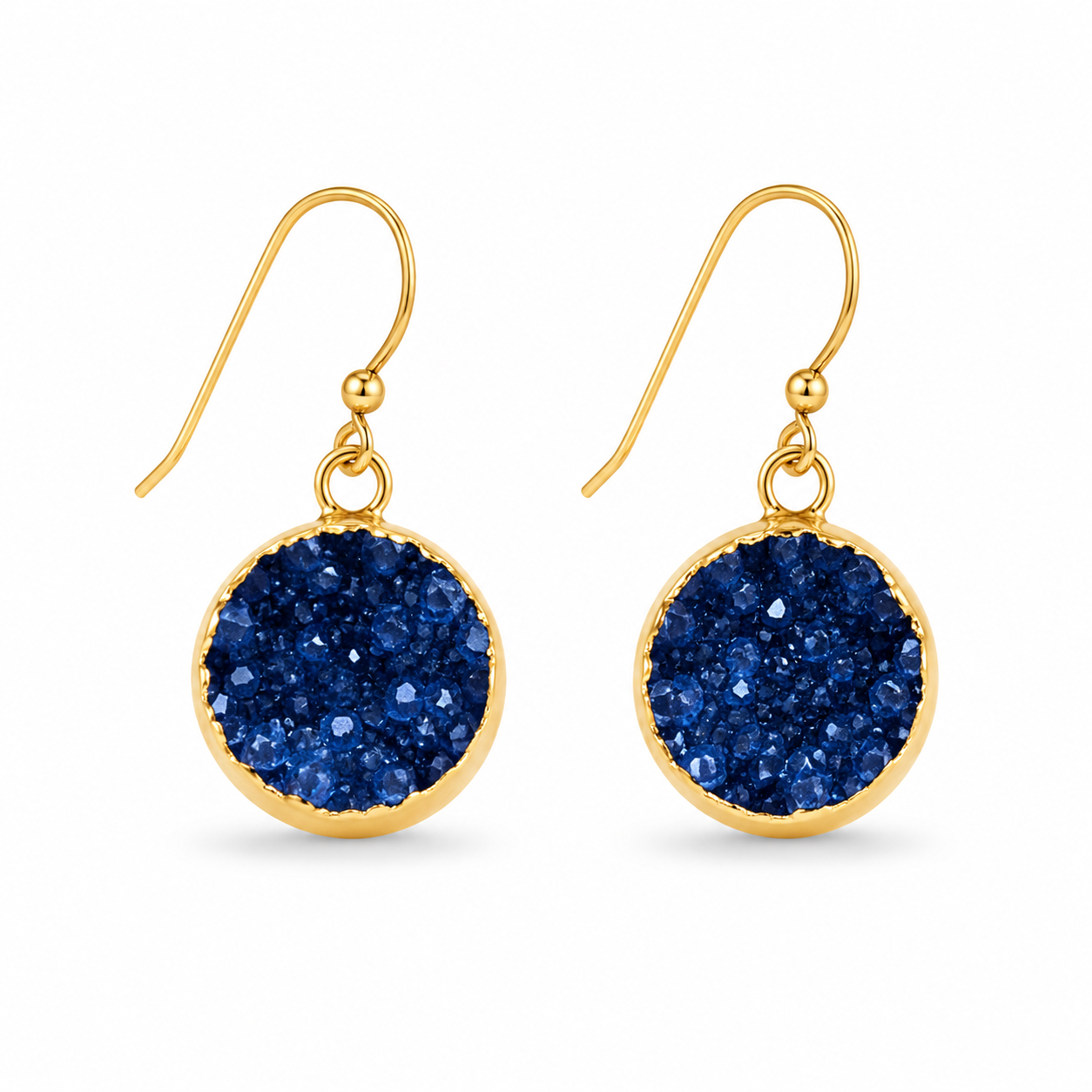 Agate druzy 16mm stone earrings 925 silver wires gold filled