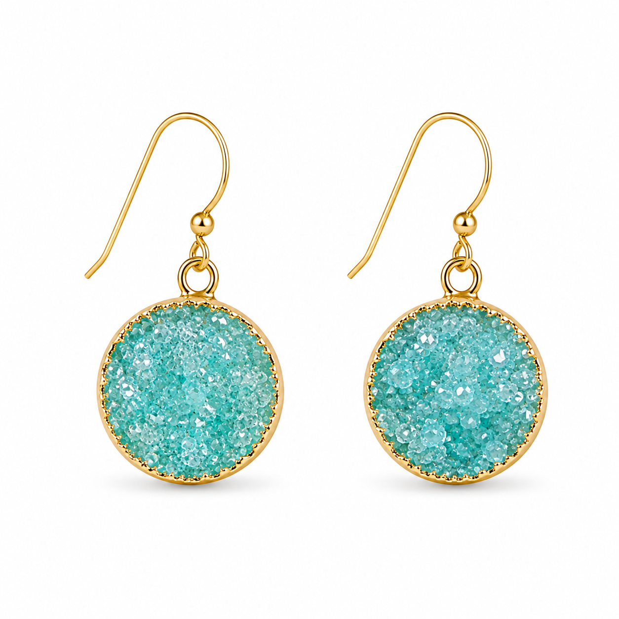 Agate druzy 16mm stone earrings 925 silver wires gold filled