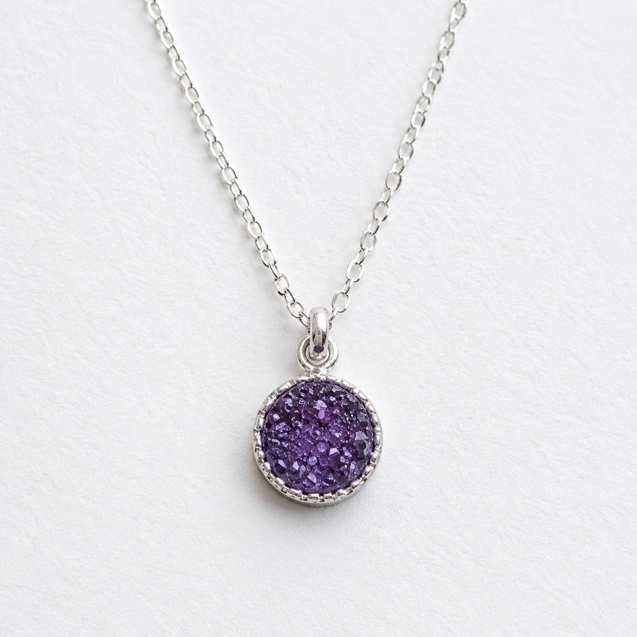 Agate druzy 10mm on a 925 silver chain assorted