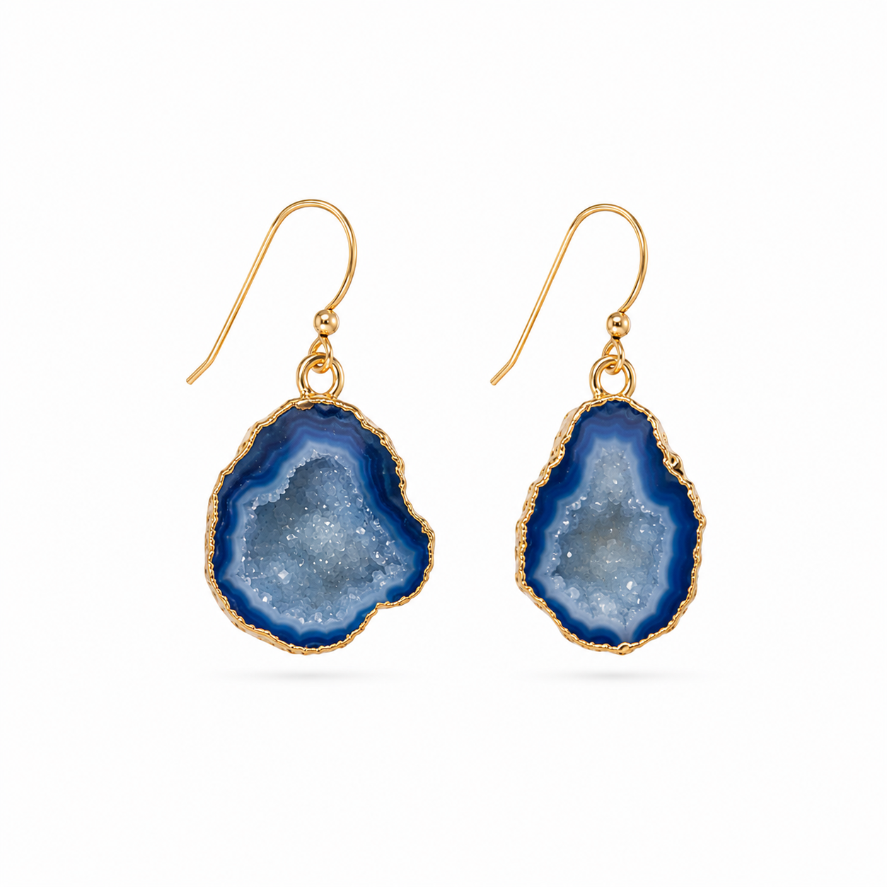 Agate stone slabs earrings 925 silver wires gold filled