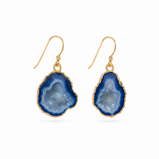 Agate stone slabs earrings 925 silver wires gold filled