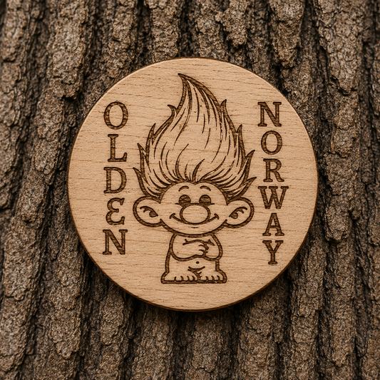 Cute troll in circle Olden, Norway 50x50mm magnet