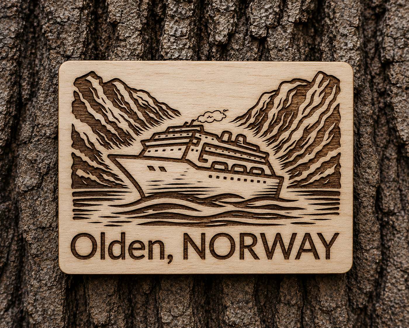 Port of Olden with cruiseship 42x55mm magnet