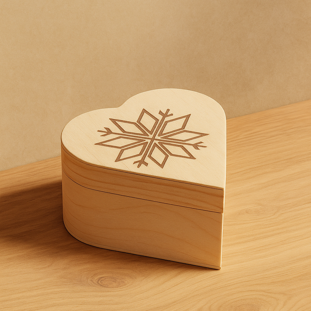 Custom heart wooden jewellery box