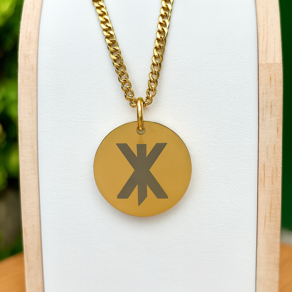 Single rune- Strength 25mm round on 50cm thick chain Stainless steel