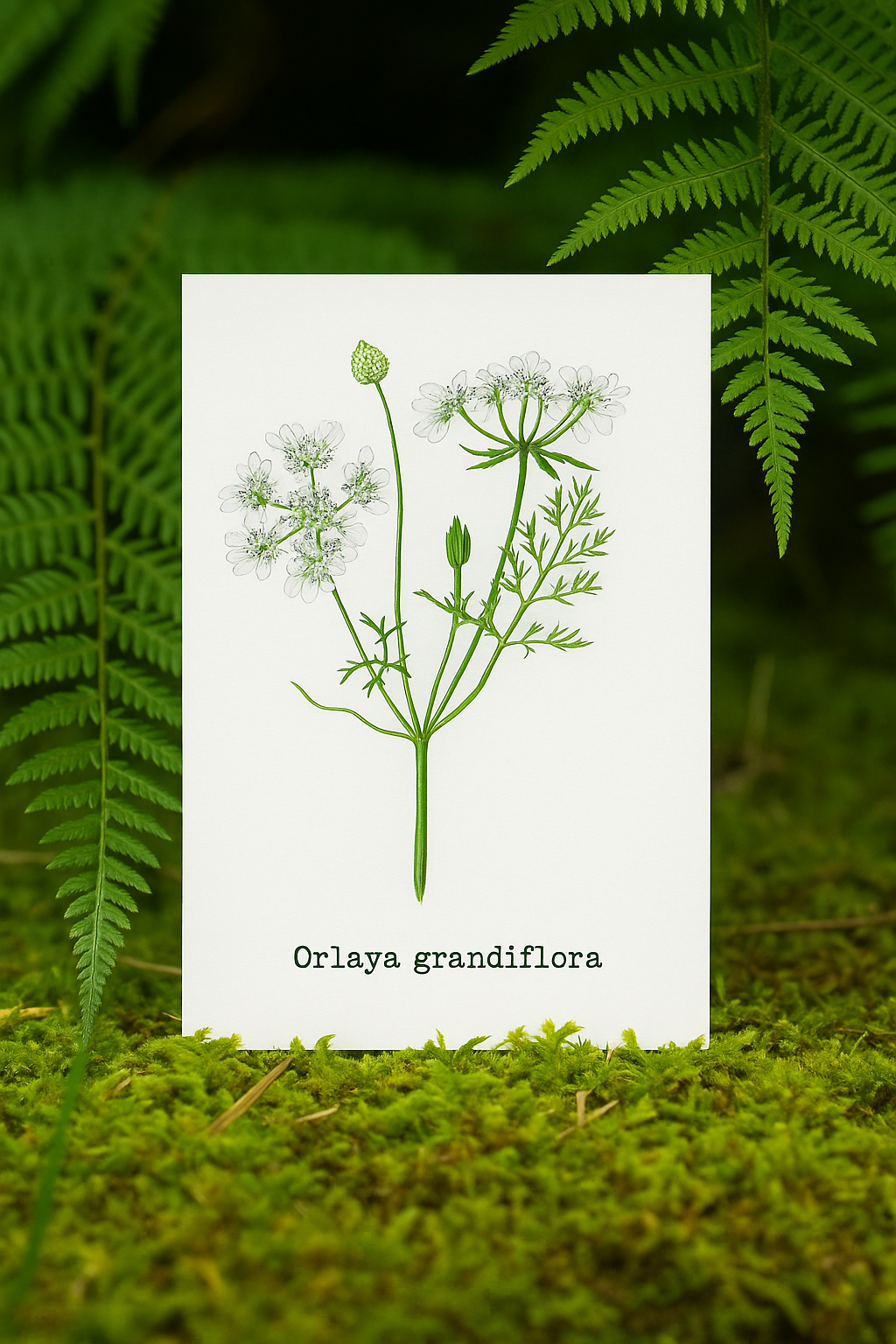 White lace flowers Illustation card