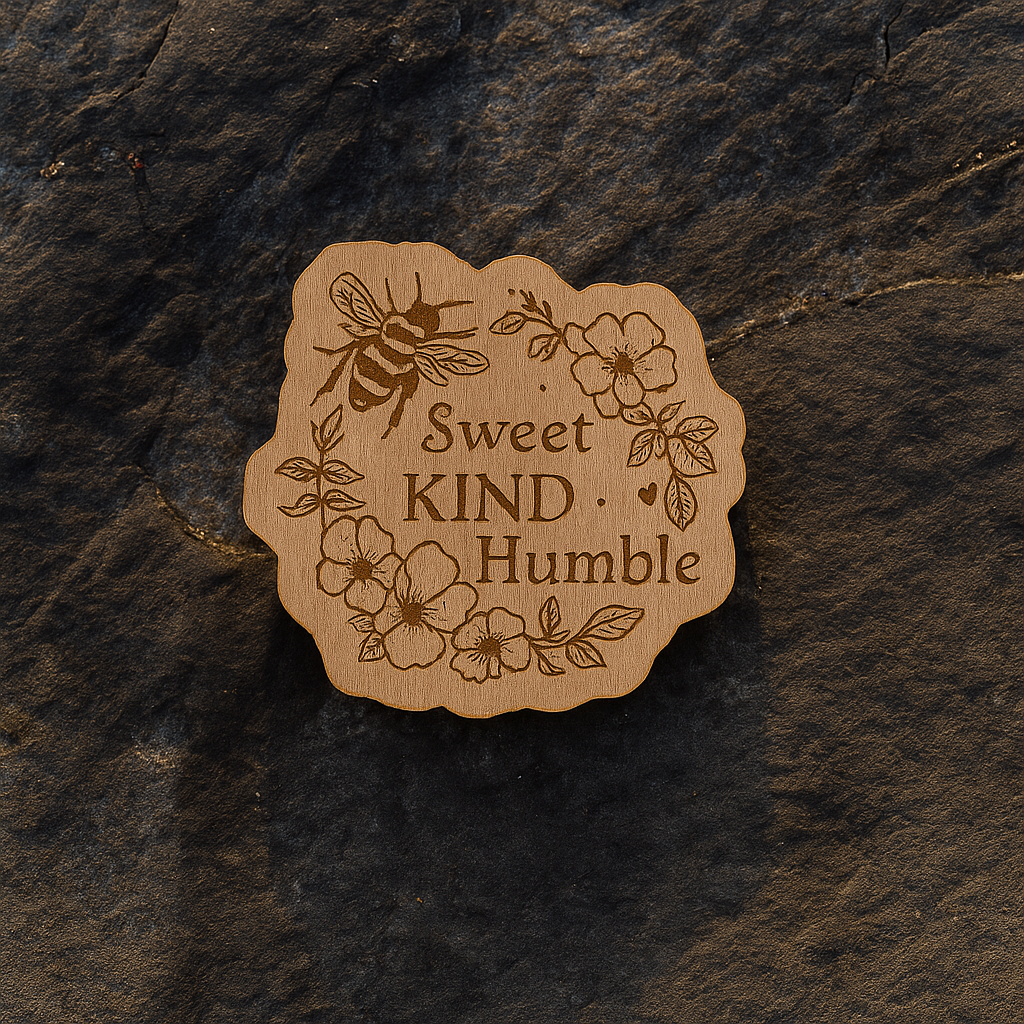 Sweet, kind and humble pin 28x29mm