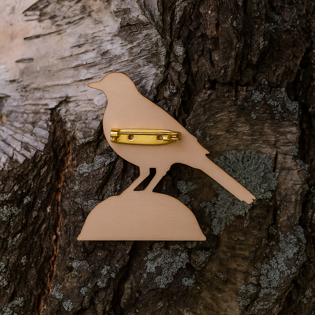 Yellow wagtail bird 33x26mm pin